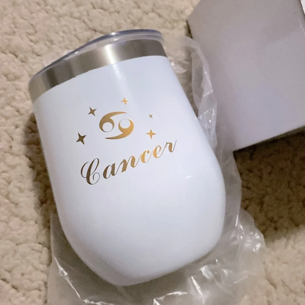 🤍New White Cancer Zodiac Wine Tumbler🤍 - Picture 2 of 5